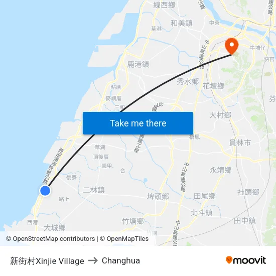 新街村Xinjie Village to Changhua map