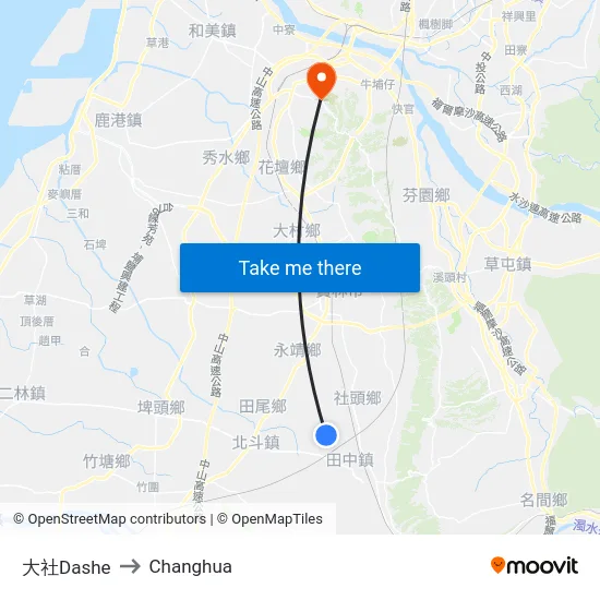 大社Dashe to Changhua map