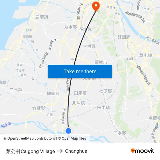 菜公村Caigong Village to Changhua map