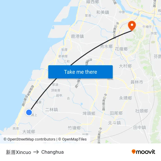 新厝Xincuo to Changhua map