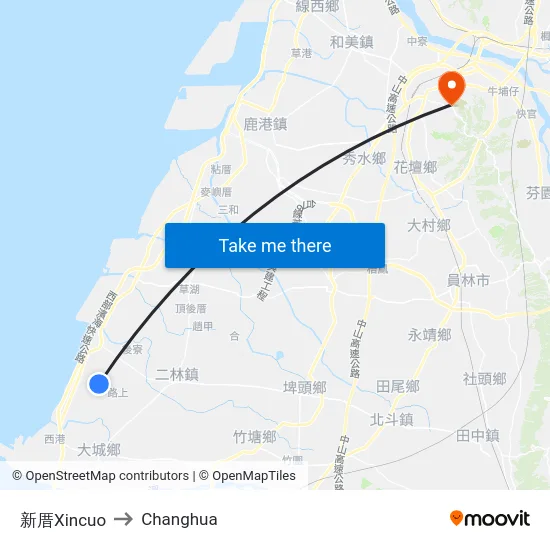 新厝Xincuo to Changhua map