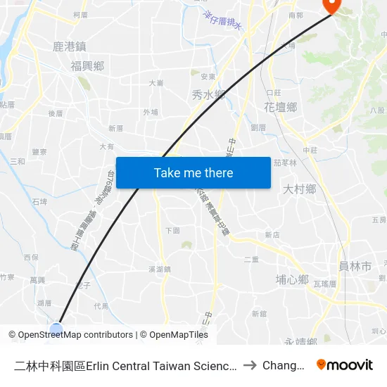 二林中科園區Erlin Central Taiwan Science Park to Changhua map