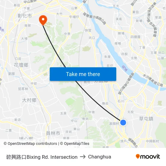 Bixing Rd. Intersection to Changhua map
