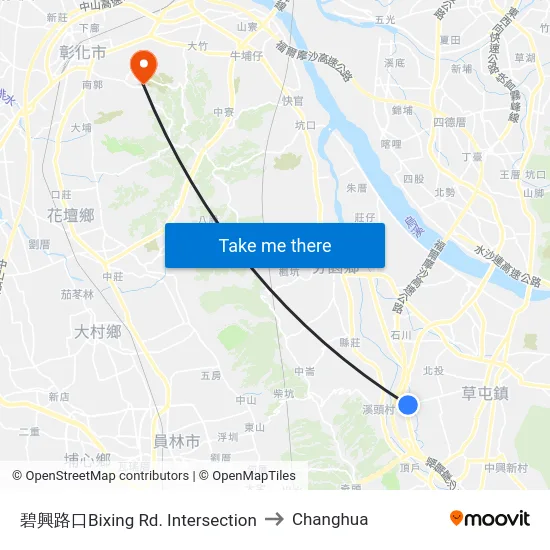 碧興路口Bixing Rd. Intersection to Changhua map