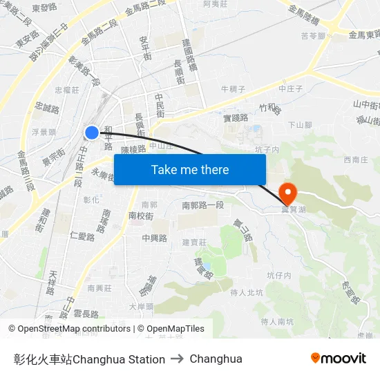 Changhua Station to Changhua map