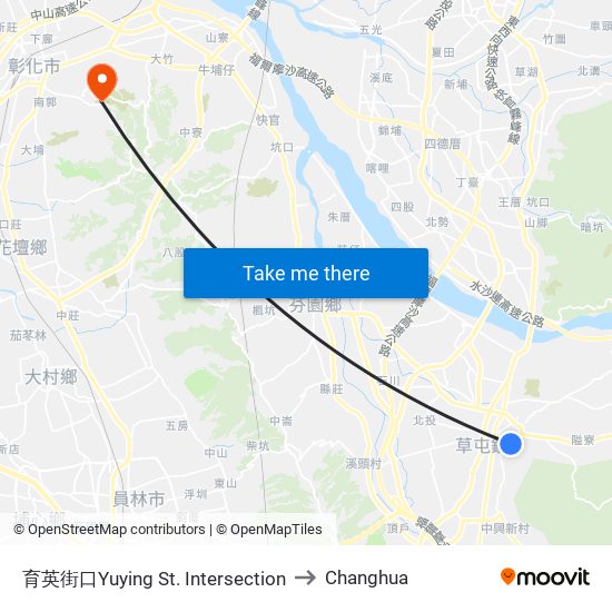 育英街口Yuying St. Intersection to Changhua map