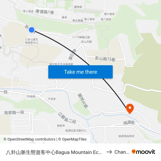 八卦山脈生態遊客中心Bagua Mountain Ecosystems Visitors Center to Changhua map