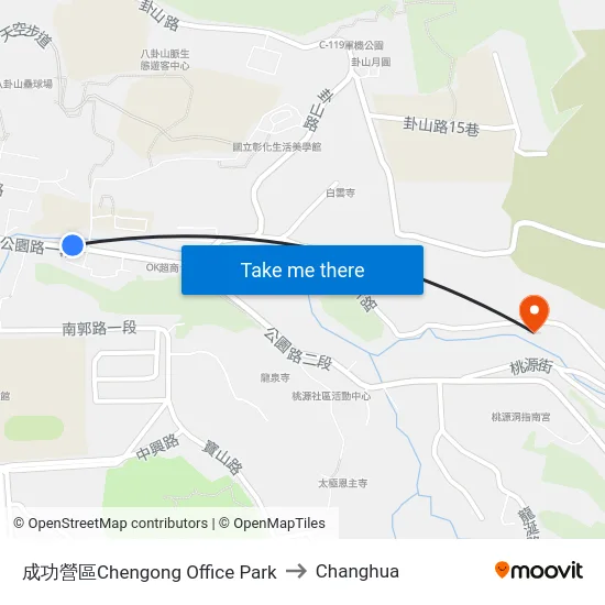 成功營區Chengong Office Park to Changhua map