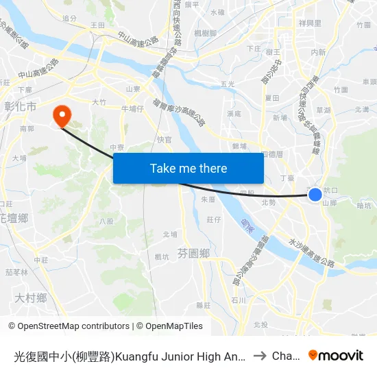 光復國中小(柳豐路)Kuangfu Junior High And Elementary School(Liufong Rd.) to Changhua map