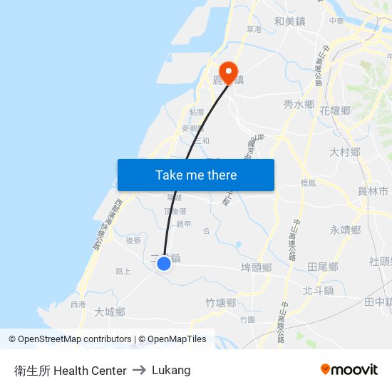 衛生所 Health Center to Lukang map
