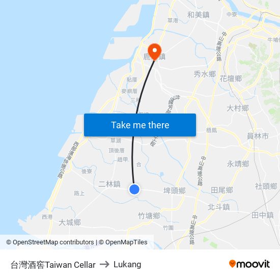 台灣酒窖Taiwan Cellar to Lukang map