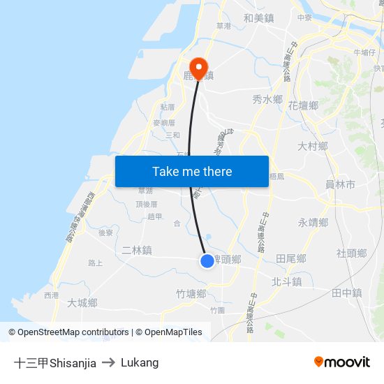 十三甲Shisanjia to Lukang map