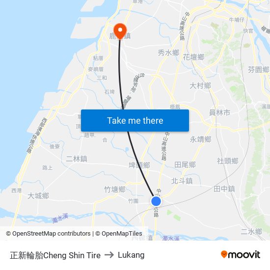 正新輪胎Cheng Shin Tire to Lukang map