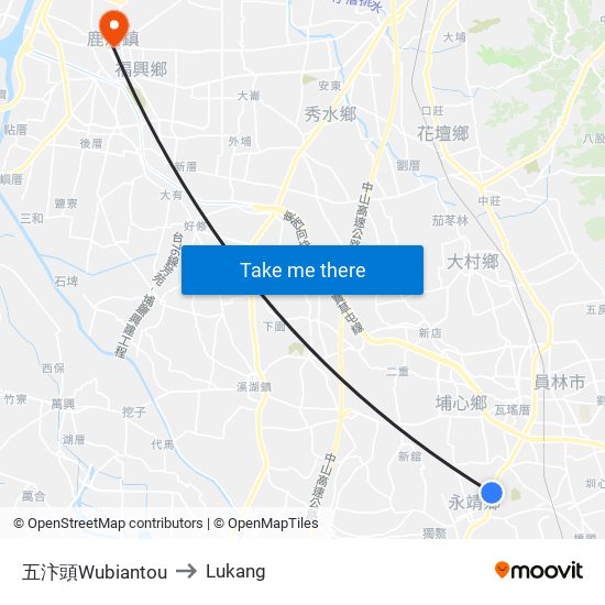 五汴頭Wubiantou to Lukang map