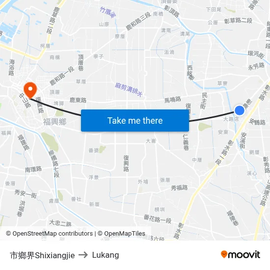 City-County Border to Lukang map