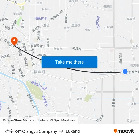 Qiangyu Company to Lukang map