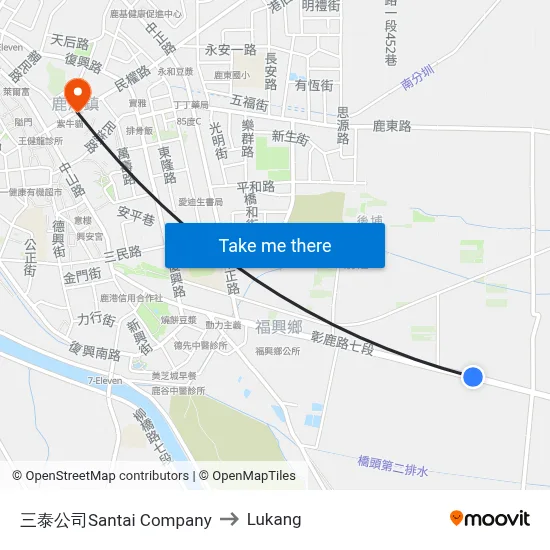 Santai Company to Lukang map