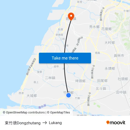 Dongzhutang to Lukang map