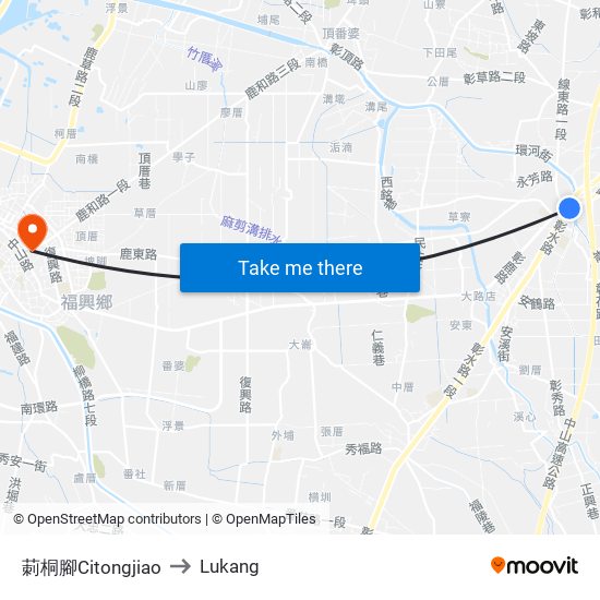 莿桐腳Citongjiao to Lukang map