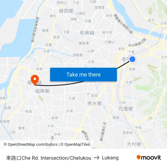 Chelukou Intersection to Lukang map
