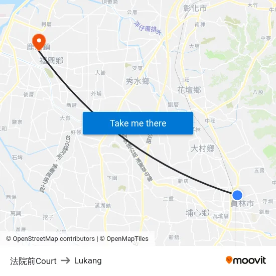 Court Front to Lukang map