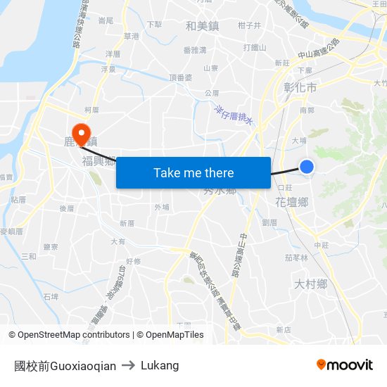 國校前Guoxiaoqian to Lukang map