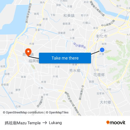 媽祖廟Mazu Temple to Lukang map