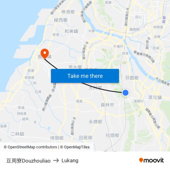豆周寮Douzhouliao to Lukang map