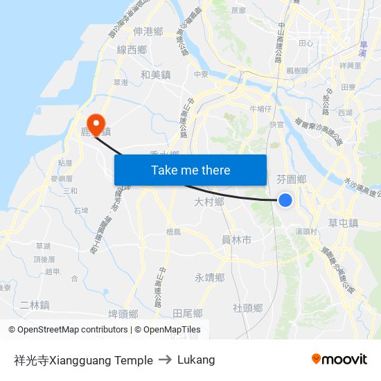 祥光寺Xiangguang Temple to Lukang map