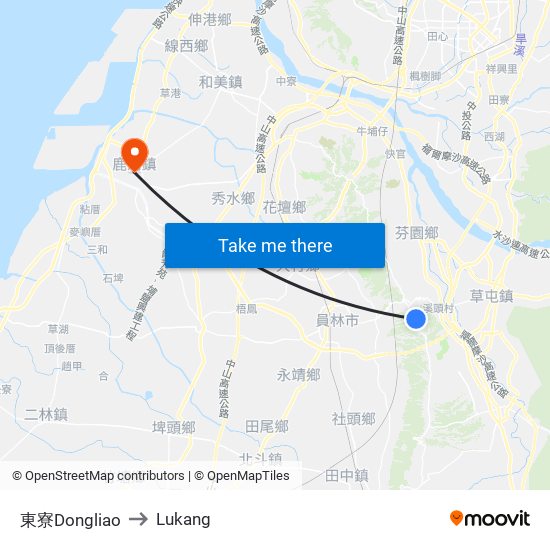 東寮Dongliao to Lukang map