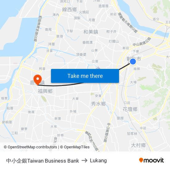 中小企銀Taiwan Business Bank to Lukang map