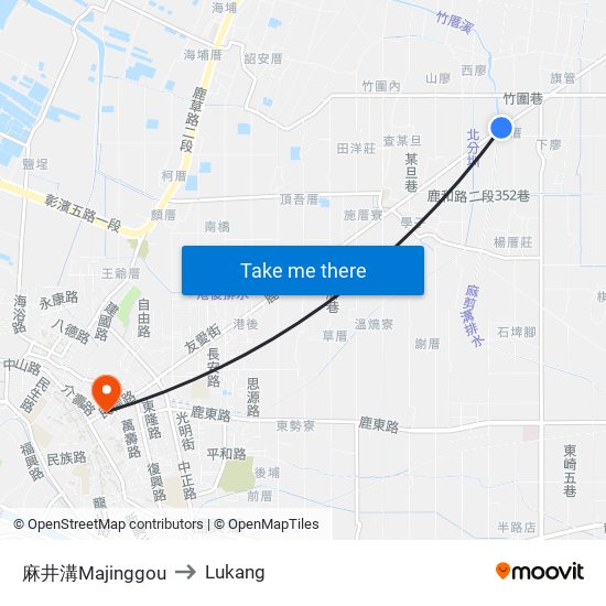 麻井溝Majinggou to Lukang map