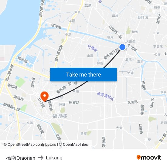 橋南Qiaonan to Lukang map