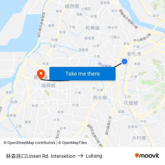 林森路口Linsen Rd. Intersetion to Lukang map