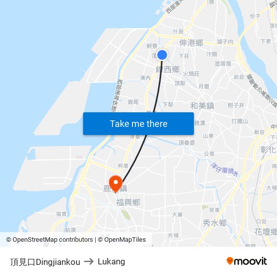 頂見口Dingjiankou to Lukang map