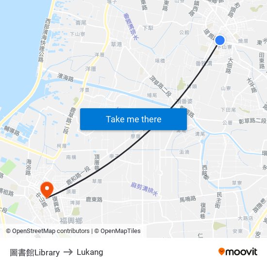 圖書館Library to Lukang map