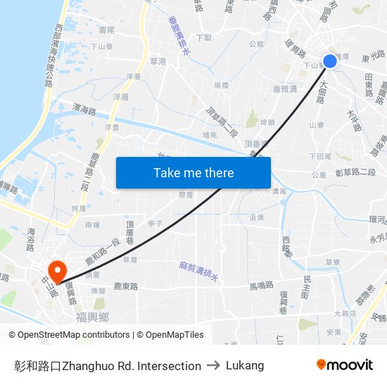 彰和路口Zhanghuo Rd. Intersection to Lukang map