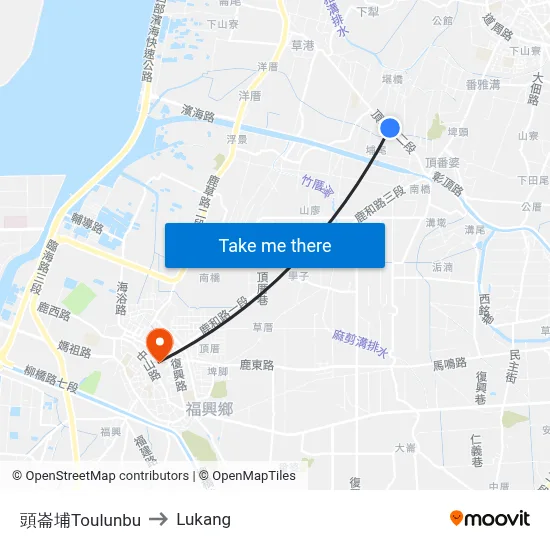 Toulunbu to Lukang map