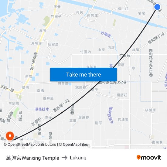 萬興宮Wanxing Temple to Lukang map