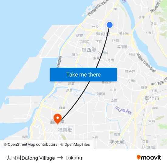 Datong Village to Lukang map
