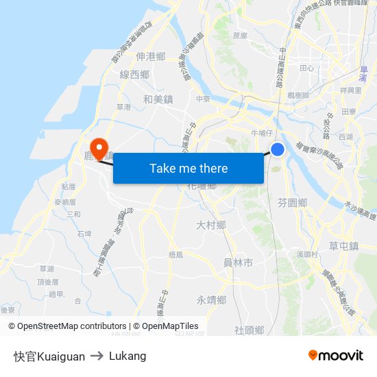 快官Kuaiguan to Lukang map