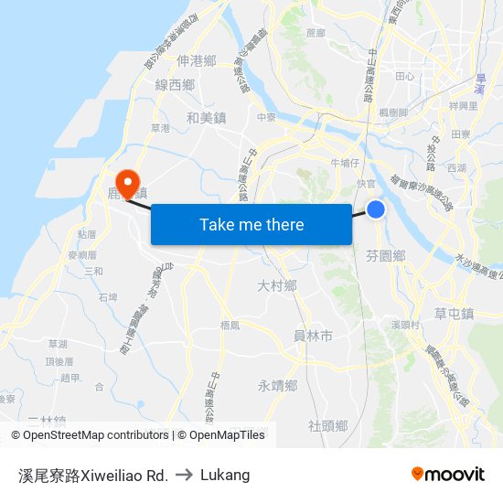 溪尾寮路Xiweiliao Rd. to Lukang map