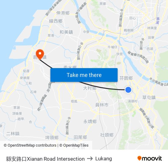 縣安路口Xianan Road Intersection to Lukang map