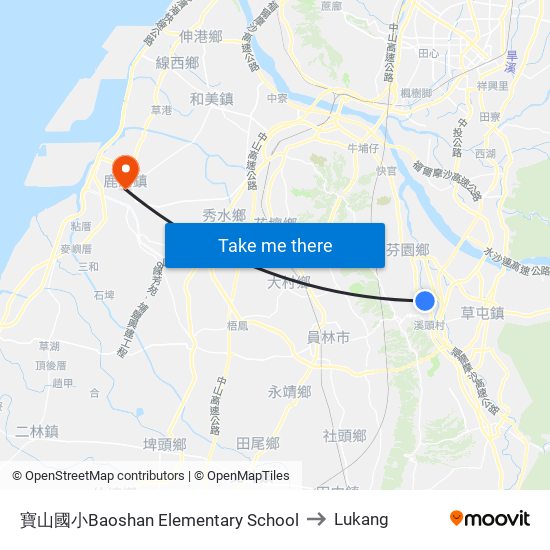 寶山國小Baoshan Elementary School to Lukang map