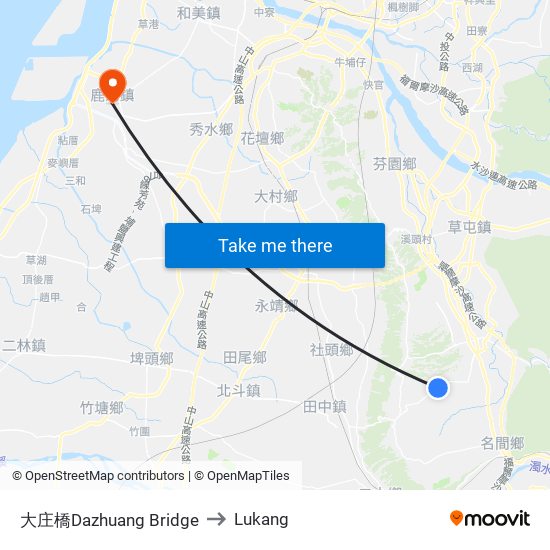 大庄橋Dazhuang Bridge to Lukang map