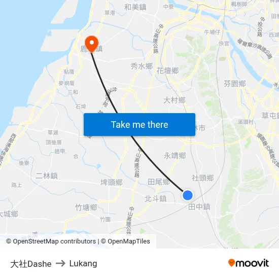 大社Dashe to Lukang map