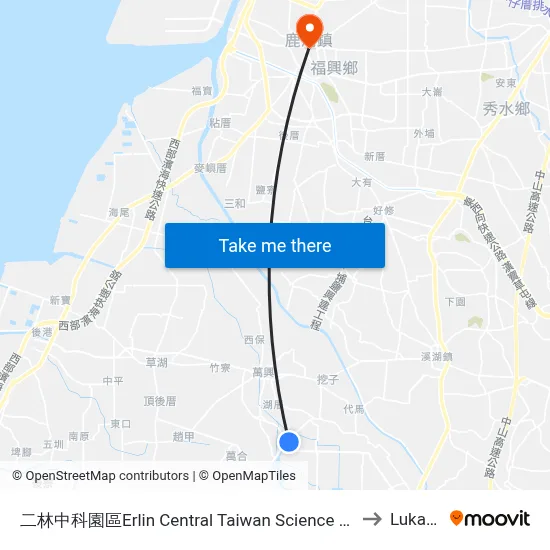 二林中科園區Erlin Central Taiwan Science Park to Lukang map