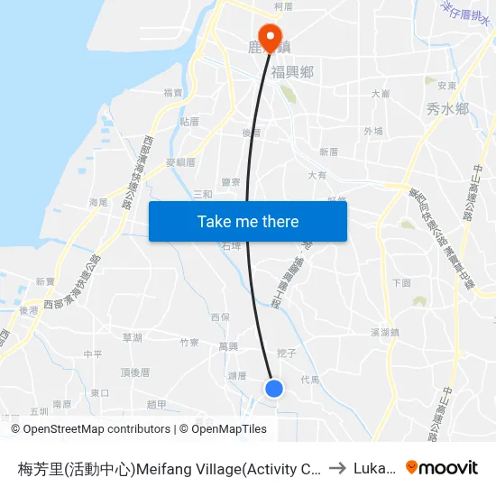 Meifang Village (Activity Center) to Lukang map