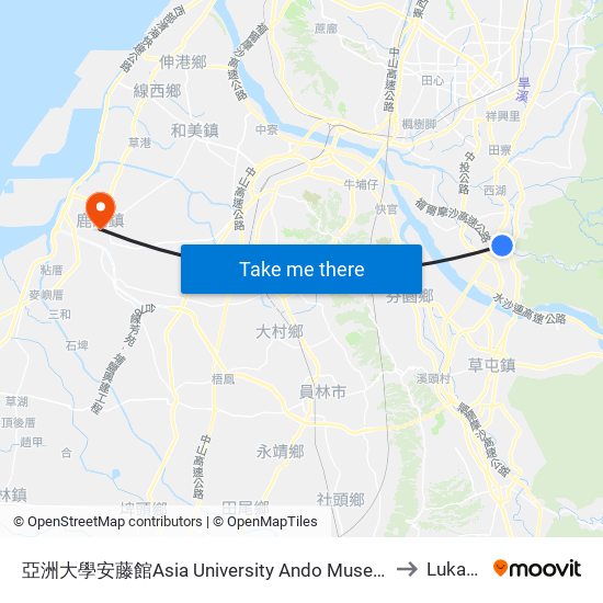 亞洲大學安藤館Asia University Ando Museum to Lukang map
