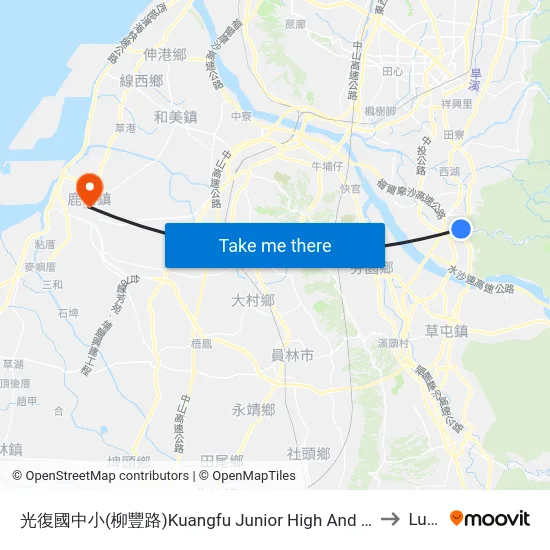 Kuangfu Junior High And Elementary School (Liufong Rd.) to Lukang map